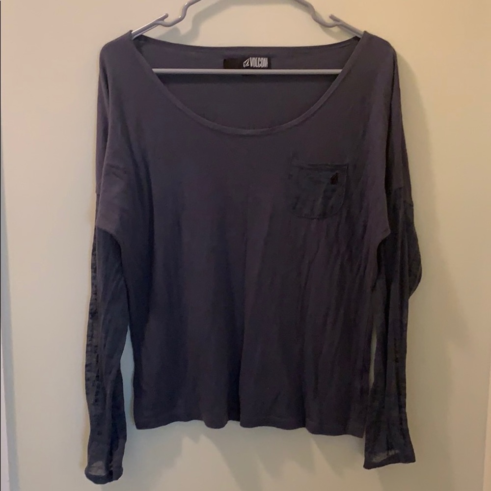 volcom long sleeve grey/blue shirt
